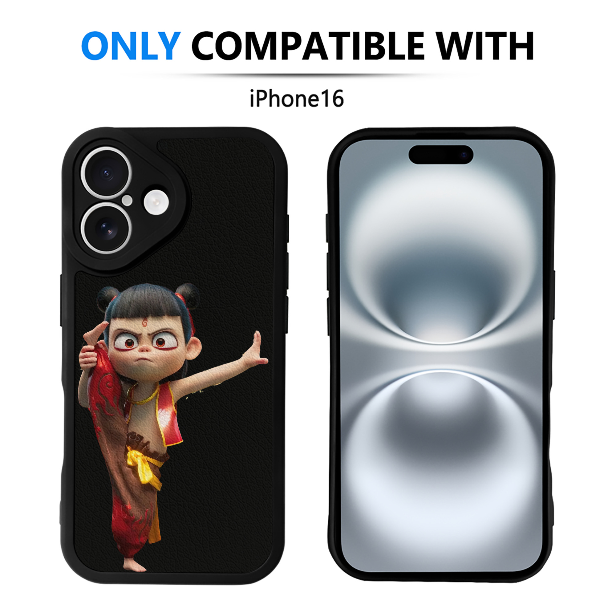 （画像用） Ne Zha 2 ナタ 魔童の大暴れ 【iPhone 16シリーズ対応】シリコンスマホケース（レザー調） 材質：シリコン